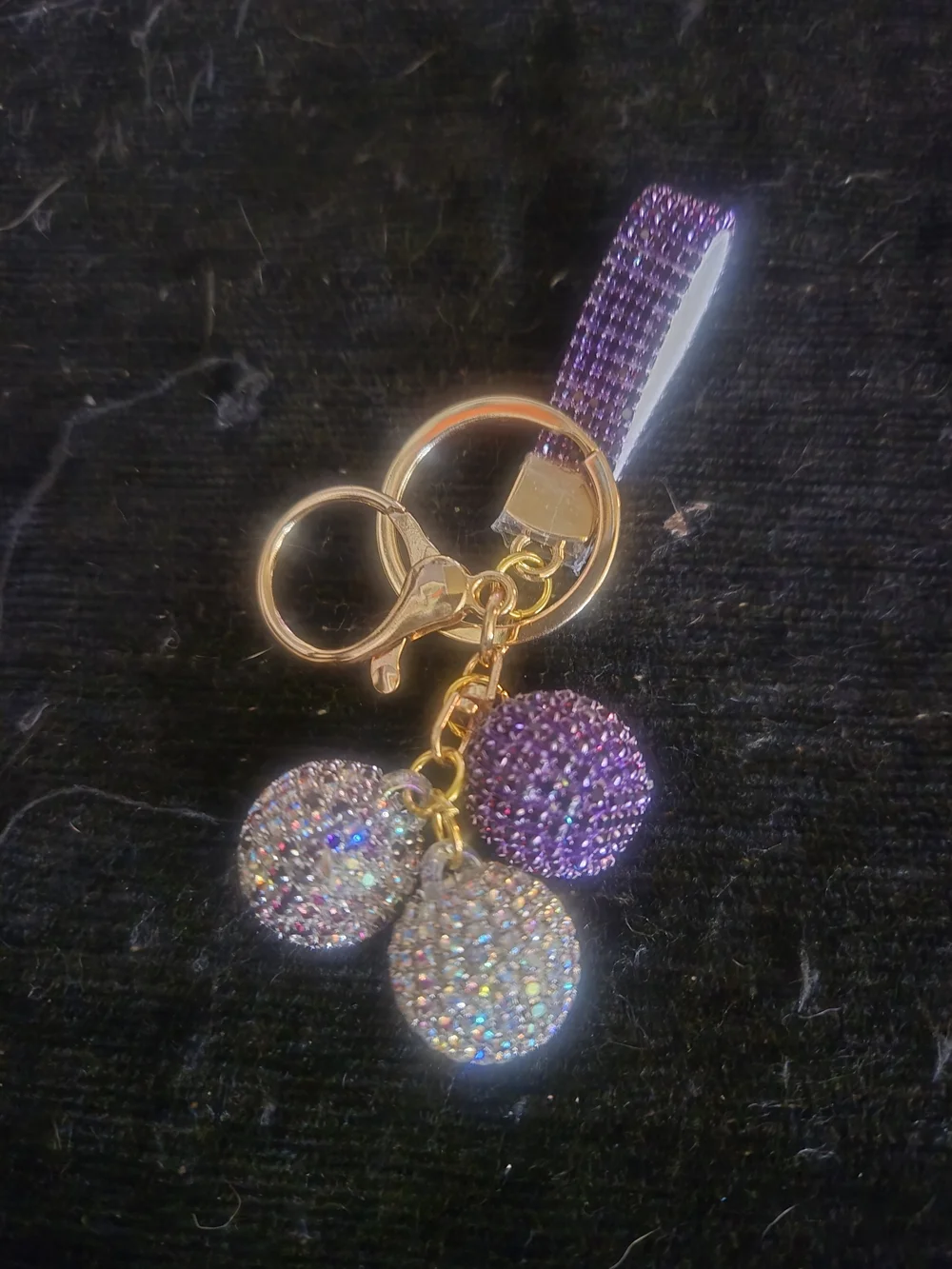 Sparkling Purple Crystal Keychain Charm, Purse Bag Charm